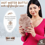 CareSoul Medium-Sized Ultra Premium Silicon Hot Water Bottles, with Supersoft Faux Fur Cover (1 litre)