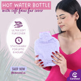 CareSoul Medium-Sized Ultra Premium Silicon Hot Water Bottles, with Supersoft Faux Fur Cover (1 litre)