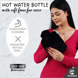 CareSoul Medium-Sized Ultra Premium Silicon Hot Water Bottles, with Supersoft Faux Fur Cover (1 litre)