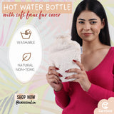 CareSoul Medium-Sized Ultra Premium Silicon Hot Water Bottles, with Supersoft Faux Fur Cover (1 litre)