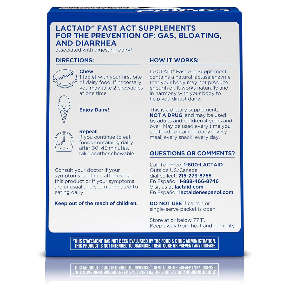 Lactaid Fast Act Lactose Enzyme Supplement, Vanilla Twist Flavor, Chew