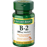 Nature's Bounty Vitamin B-2 100 mg with Riboflavin 100 Tabs