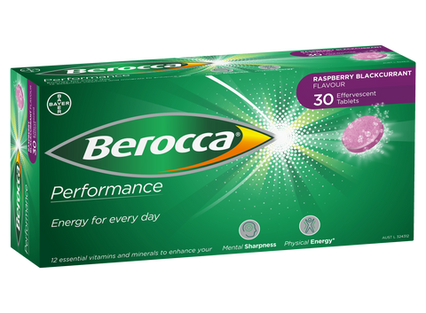Berocca Performance Raspberry and Blackcurrant Effervescent 30 Tablets
