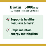 Nature's Bounty, Biotin, 5000 mcg, 150 Rapid Release Softgels