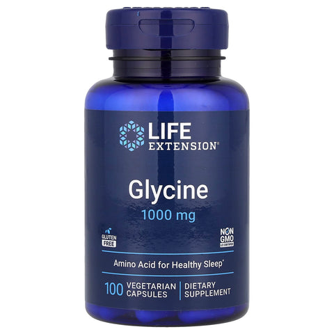 Life Extension Glycine 1000 mg 100 Vegetarian Capsules for Healthy Sleep Support