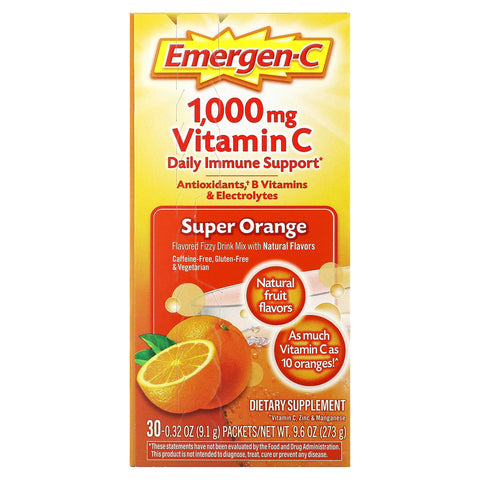 Emergen-C Vitamin C Super Orange 1000 mg Effervescent Drink Mix 30 Packets