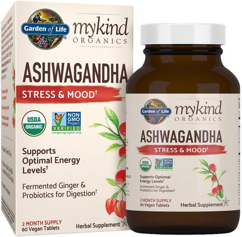 Garden of Life mykind Organics Ashwagandha for Stress & Mood (60 Vegan Tablets)