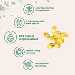 Micro Ingredients Oil of Oregano Softgels with Black Seed Oil and 4X Strength Carvacrol for Immune Support