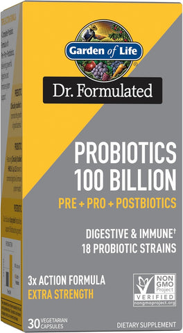 Garden of Life Dr Formulated Once Daily Triple Action Probiotic Supplement with 100 Billion CFU for Digestive and Immune Health