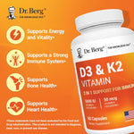 Dr. Berg Vitamin D3 K2 5000 IU High Absorption 7-in-1 Supplement Capsules