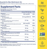 Ritual Men's Multivitamin 18+ with Zinc, Vitamin A, D3, Omega-3 DHA, B12, K2, Gluten-Free Vegan Capsules