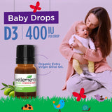 Wellements Organic Vitamin D3 Drops for Infants and Toddlers 400 IU Daily Dose