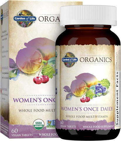 Garden of Life Organic Women's Multivitamin with Iron Biotin Vegan Whole Food