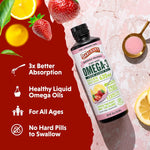 Barlean's Pink Lemonade Vegan Omega 3 Liquid Algae Oil Supplement with 630mg EPA & DHA, Non-GMO, Gluten-Free, 16 oz