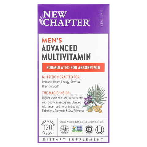 New Chapter Men's Advanced Multivitamin, 120 Vegetarian Tablets with Probiotics