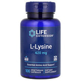 Life Extension L-Lysine 620 mg 100 Vegetarian Capsules Essential Amino Acid Supplement