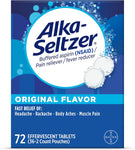 Alka-Seltzer 72 Effervescent Tablets Original Flavor, Fast Multi-Symptom Relief from Headache and Body Ache, Dissolvable Effervescent Fizzy Tablets