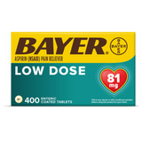 Bayer Aspirin Low Dose 81mg, Enteric Coated Tablets, 300/400 Tablets