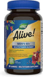 Nature's Way Alive! Men’s 50+ Daily Gummy Multivitamins, Supports Healthy Brain, Eyes, Heart*, B-Vitamins, Gluten-Free, Vegetarian, Fruit Flavored, 60 Gummies (Packaging May Vary)