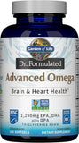 Garden of Life Dr. Formulated Advanced Omega Fish Oil - Lemon, 1,290mg EPA, DHA + DPA in Triglyceride Form, Single Source Omega 3 Supplement for Ultimate Brain & Heart Health, Non-GMO, 180 Softgels