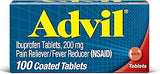 Advil Pain Reliever and Fever Reducer, Pain Relief Medicine with Ibuprofen 200mg for Headache, Backache, Menstrual Pain and Joint Pain Relief - 100 Coated Tablets