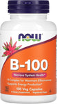 NOW Supplements, Vitamin B-100, Energy Production*, Nervous System Health*, 100 veg capsules