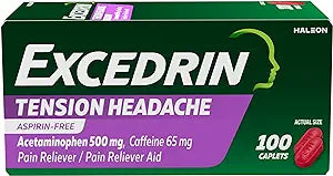 Excedrin Tension Headache Relief Caplets Without Aspirin for Head, Neck and Shoulder Pain Relief - 100 Count