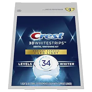 Crest 3D Whitestrips, Radiant Express with LED Accelerator Light, Teeth Whitening Strip Kit, 40 Strips (20 Count Pack) Brand: Crest