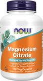 NOW Supplements, Magnesium Citrate, Enzyme Function*, Nervous System Support*, 120 Veg Capsules