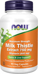 NOW Milk Thistle Extract 750 mg Silymarin (600 mg), Maximum Strength - 90 Veg Capsules