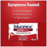 Mucinex Sinus-Max Maximum Strength Severe Congestion & Pain, Sinus Symptom Relief, Pain Reliever, Expectorant and Nasal Decongestant, 20 Caplets (Pack of 1)