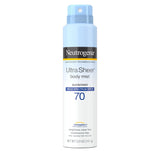 Neutrogena Ultra Sheer Body Mist Sunscreen Spray Broad Spectrum SPF 70, Lightweight, Non-Greasy & Water Resistant, Oil-Free & Non-Comedogenic UVA/UVB Sunscreen Mist, 5 oz