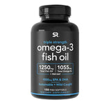 Sports Research Triple Strength Omega-3 Fish Oil (1250mg per Capsule) Non-GMO & Gluten Free 150 Softgels