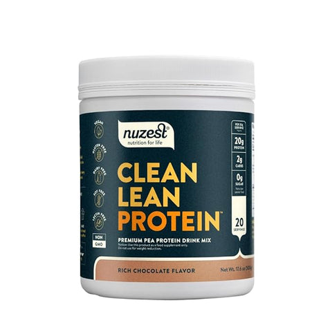 NuZest Nuzest Clean Lean Protein - Premium Pea Protein Powder 100% Plant-based Vegan Dairy Free Gluten Free GMO Free Naturally Sweetened Rich Chocolate 20 servings 1.1 lb