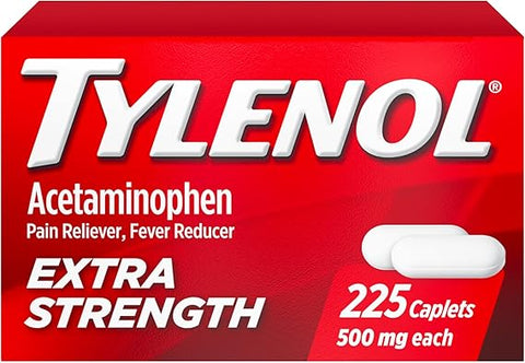 Tylenol Extra Strength Caplets with 500 mg Acetaminophen, Pain Reliever and Fever Reducer for Headache, Backache, Toothache & Minor Arthritis Pain Relief, 225 Count