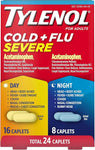 Tylenol Cold + Flu Severe Day & Night Caplets for Fever, Pain, Cough & Congestion Relief, 24 Count