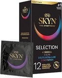 SKYN Selection Non-Latex Condoms - 12 Count - New Variety - SKYN Original, Excitation, Elite & Elite Extra Lube