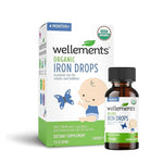 Wellements Organic Iron Drops, 1 Fl Oz, Liquid Iron Vitamin Supplement for Infants and Toddlers, Free from Dyes, Parabens, Preservatives