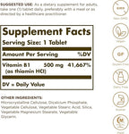 Solgar Vitamin B1 (Thiamin) - 100 Tablets - Super Potency, 500mg Formula - Non-GMO, Vegan, Gluten Free, Kosher, Halal - 100 Servings