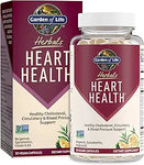 Garden of Life Herbals Heart Health Supplement with Folate, Bergamot, Green Tea & Vitamin E & K for Cholesterol, Circulatory & Blood Pressure Support, Non-GMO, Gluten-Free, Citrus Flavor, 30 Servings