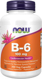 NOW Supplements, Vitamin B-6 (Pyridoxine HCl) 100 mg, Cardiovascular Health, 250 Veg Capsules