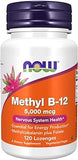 NOW Supplements, Methyl B-12 (Methylcobalamin) 5,000 mcg, Nervous System Health*, 120 Lozenges