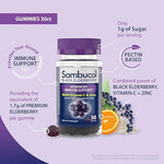 Sambucol Black Elderberry Gummies - Elderberry with Zinc and Vitamin C for Adults, Sambucus Elderberry Gummies, Immune Support Gummies - 30 Count