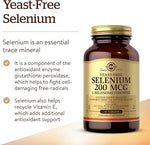 Solgar Yeast-Free Selenium 200 mcg, 250 Tablets - Supports Antioxidant & Immune System Health - Non-GMO, Vegan, Gluten Free, Dairy Free, Kosher - 250 Servings