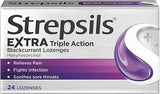 Strepsils Extra Triple Action Blackcurrant  24 Lozenges