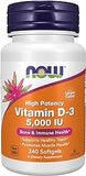 NOW Supplements, Vitamin D-3 5,000 IU, High Potency, Structural Support*, 240 Softgels