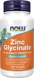 NOW Supplements, Zinc Glycinate with 250 mg Pumpkin Seed Oil, Supports Prostate Health*, 120 Softgels (Packaging May Vary)