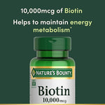 Nature's Bounty Biotin, Supports Healthy Hair, Skin and Nails, 10,000 mcg, Rapid Release Softgels, 120 Ct