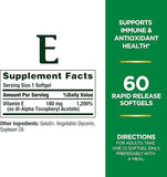 Nature's Bounty Vitamin E Pills and Supplement Softgels, Supports Antioxidant Health, 400iu, Multi, 180 mg, 120 Count (Pack of 1)