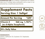 SOLGAR Vitamin E 268 mg (400 IU) - 100 Softgels - Naturally-Sourced Vitamin E as d-Alpha Tocopherol - Gluten Free, Dairy Free - 100 Servings